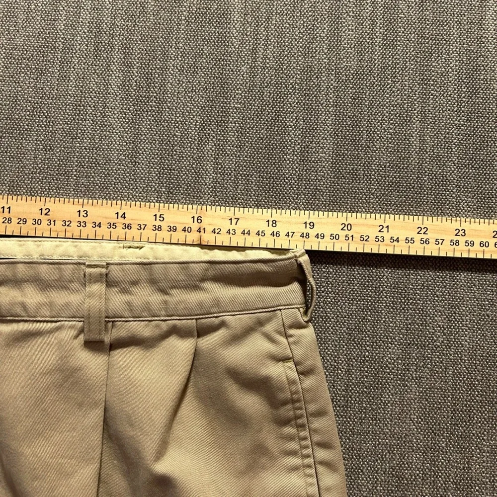Polo Ralph Lauren Chino Pants Mens 38x32 Khaki Tan Pleated Cuffed Cotton Twill